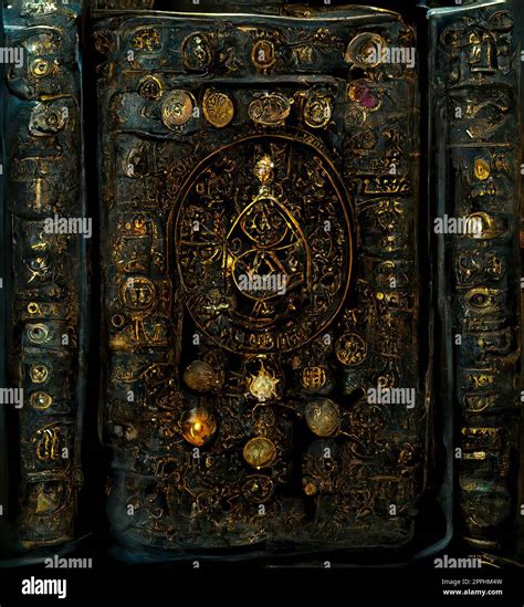 Ancient Book With Glowing Magic Spells And Runes Occult Esoteric