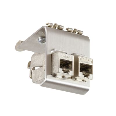 Din Rail Adapter For Two Rj Keystone Modules Metal Keystone