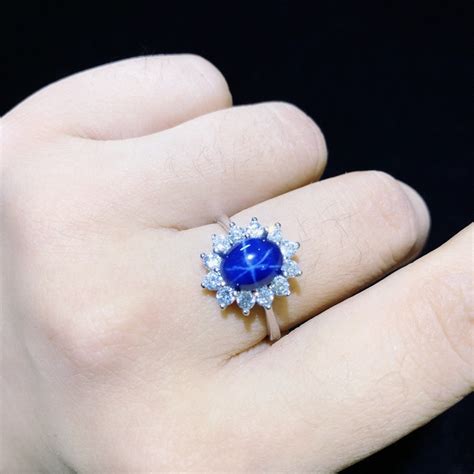 Natural Blue Star Sapphire Engagement Rings For Women 5x7mm Etsy