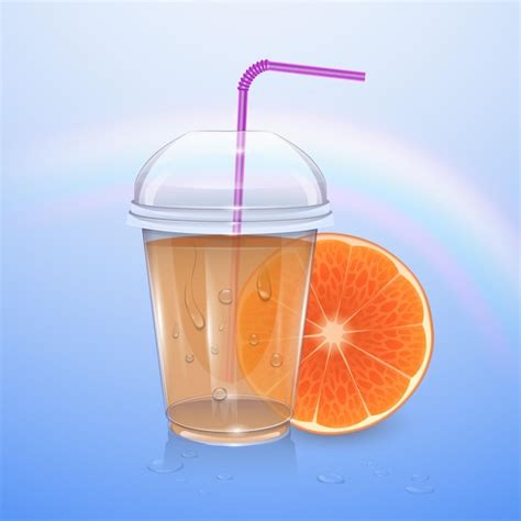 Premium Vector Filled Disposable Plastic Cup With Lid Orange Juice