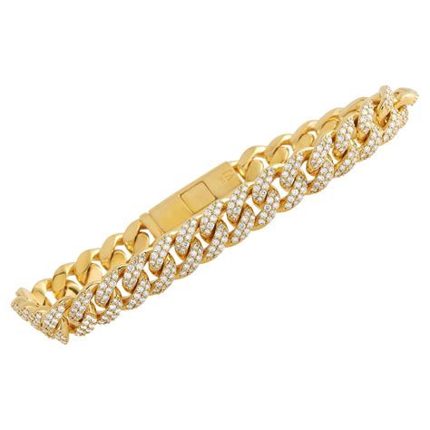 Lb Exclusive K Yellow Gold Ct Diamond Cuban Link Chain Bracelet