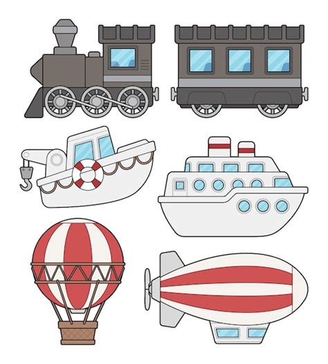 Premium Vector Cartoon Transport Vector Illustration Set