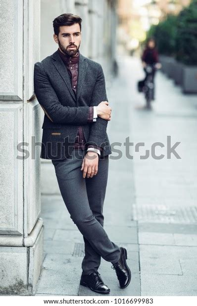 Young Bearded Man Model Fashion Standing Stock Photo 1016699983 ...