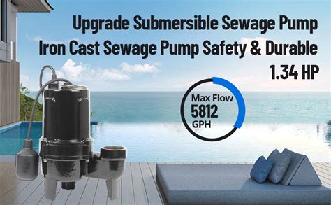 134hp Submersible Sewageeffluent Pump Cast Iron Sump Pump With Automatic Tethered Float