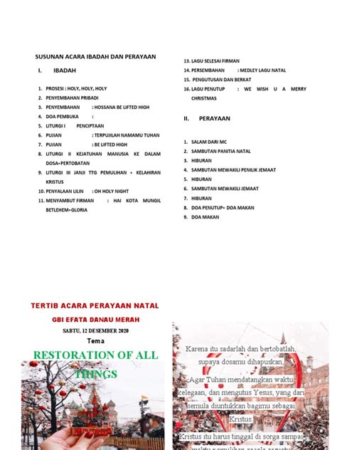 Susunan Acara Ibadah Dan Perayaan Natal Pdf