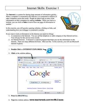 Fillable Online Ioer Ilsharedlearning Internet Skills Exercise 1