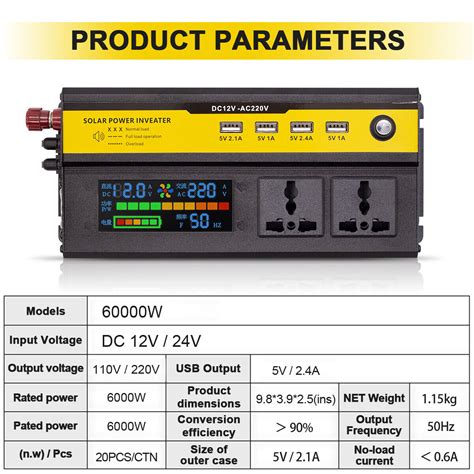 W Peak Power Inverter Dc V To Ac V V Car Converter Usb