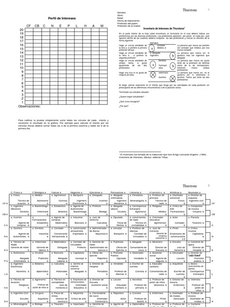 PDF Escala De Intereses Vocacionales De Thurstone DOKUMEN TIPS