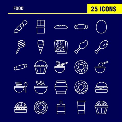 Food Line Icons Set For Infographics Mobile Uxui Kit And Print Design