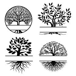 Set of family tree silhouette template Royalty Free Vector