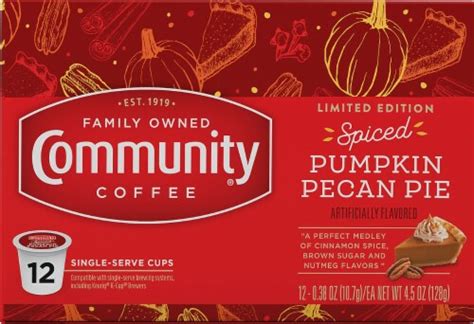 Community Coffee Spiced Pumpkin Pecan Pie Coffee Single Serve Cups 12