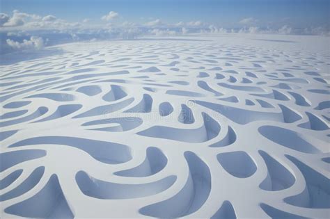 Captivating Pristine Snow Patterns Serene Calming Rhythms Stock