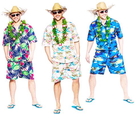 Hawaiian Beach Mens Fancy Dress Tropical Hawaii Luau Hula Adults ...