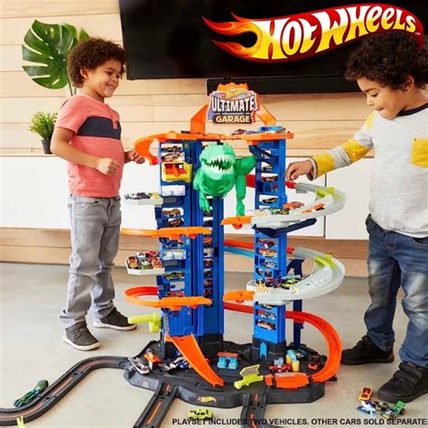 Hot Wheels Track Set Toy Car City Ultimate Garage With T Rex Dinosaurs Vehicle Storage 100 2