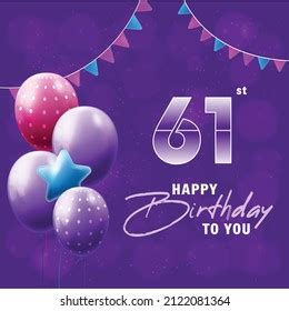 Happy 61st Birthday Greeting Card Vector Stock Vector Royalty Free