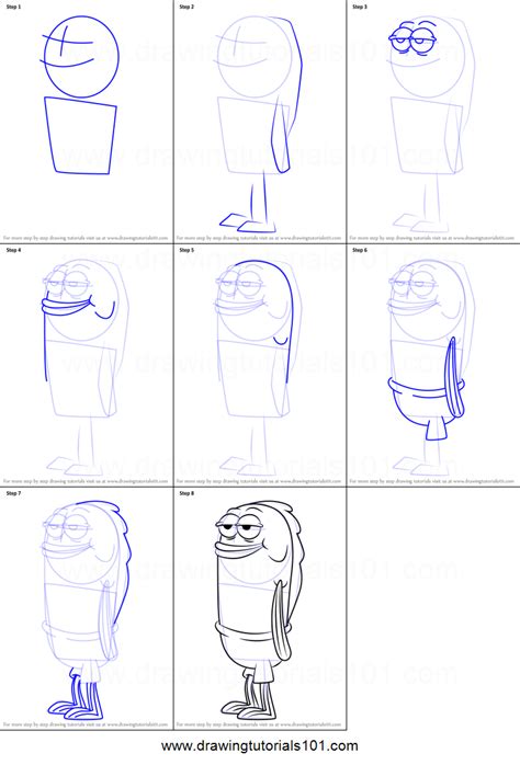 How To Draw Nat Peterson From SpongeBob SquarePants Printable Drawing