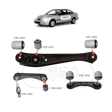 Kit 14 Buchas Suspensão Traseira Honda Civic 1992 A 2000 Submarino