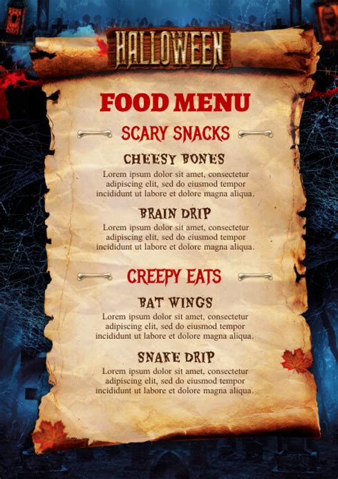 Halloween Food Menu Template Postermywall