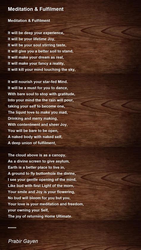 Meditation And Fulfilment Poem By Prabir Gayen Poem Hunter