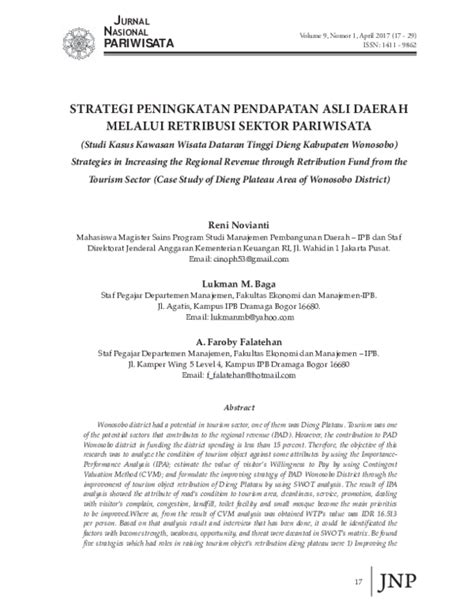 Pdf Strategi Peningkatan Pendapatan Asli Daerah Melalui Retribusi