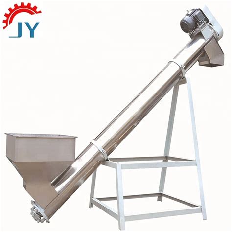 Food Grade Stainless Steel Incline Screw Conveyor With Hopper For Grain