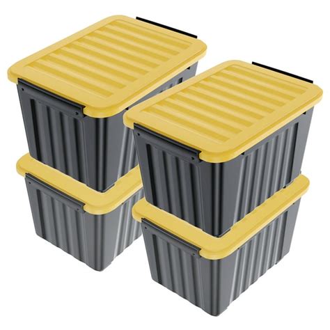 Nazhura Jumbo Locking Tubs Black 72 Qt Plastic Storage Bin Large