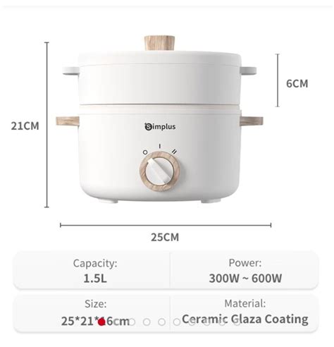 Simplus Electric Cooker Steamer Multicooker Hot Pot Frying Pan Soup Pot Multifunctional Non