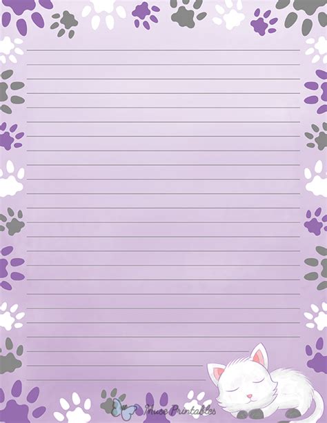 Printable Cat Paw Print Stationery