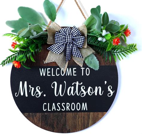 Teacher Door Sign For Classroom Personalized Teacher Name Sign Custom Teacher Door