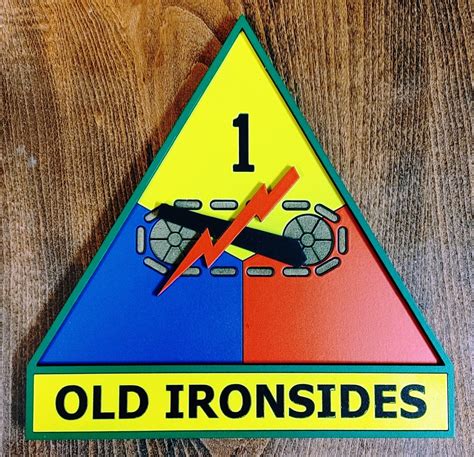 8 Us Army 1st Armored Division Old Ironsides Ssi Patch Plaque