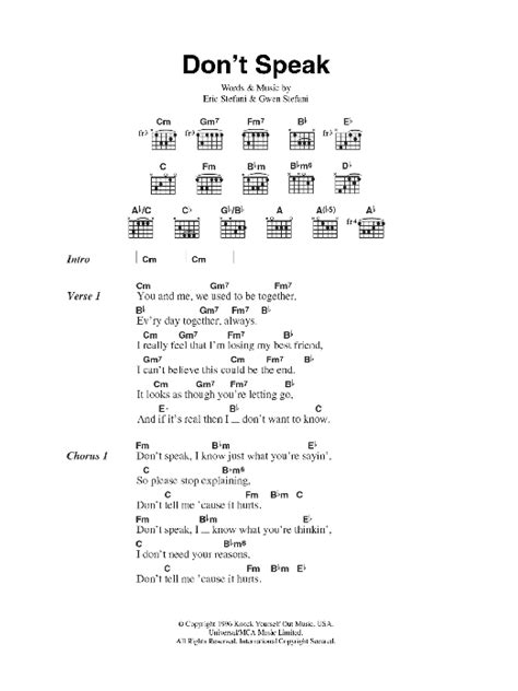 Don T Speak By No Doubt Guitar Chords Lyrics Guitar Instructor