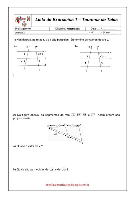 Exerc Cios Teorema De Tales Pdf Braincp