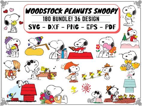 Woodstock Peanuts Snoopy Bundle Svg Dxf Eps Png Pdf Snoopy