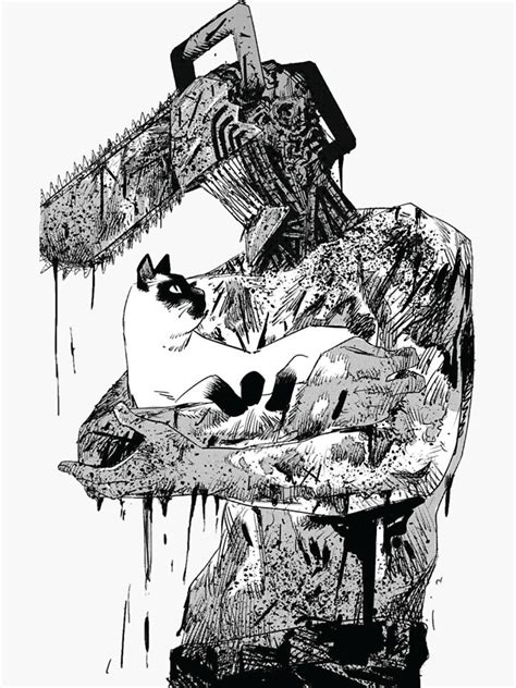 Chainsaw Man With A Cat Sticker For Sale By 33designer Redbubble