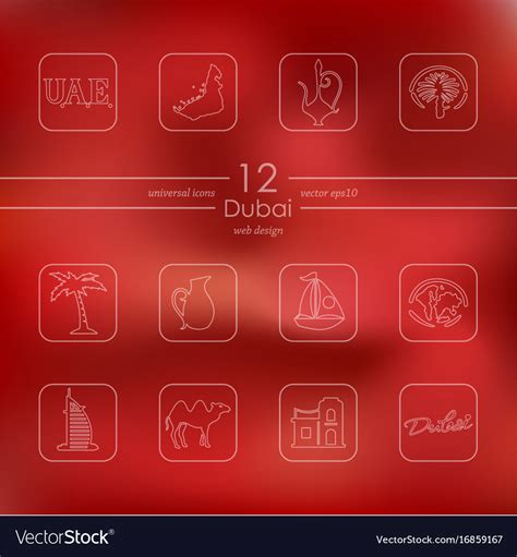 Set Of Dubai Icons Royalty Free Vector Image VectorStock