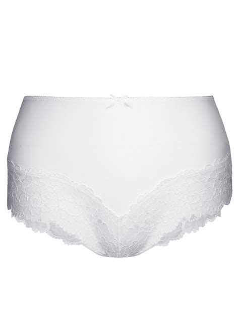 Marks And Spencer M 5 WHITE Light Control Lace Brazilian Knickers