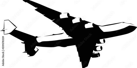 Black and White Cartoon Illustration Vector of a Flying Plane Stock ...