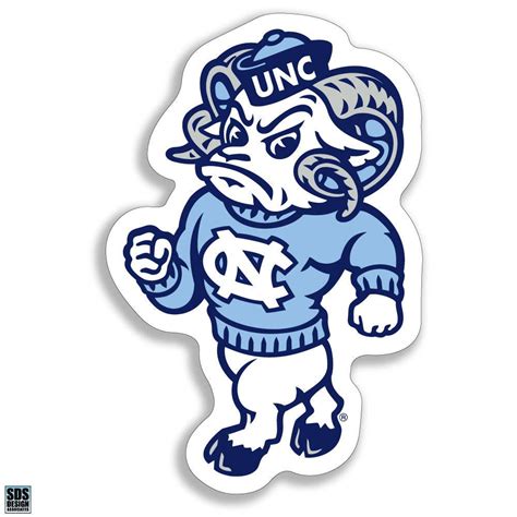 UNC Mascot Rameses Decal Sticker Strutting Full Body Ram – Shrunken Head