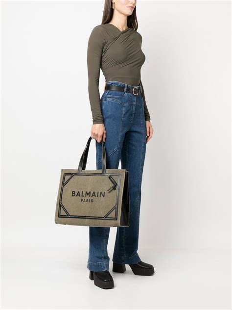 Balmain B Army Canvas Tote Bag Farfetch