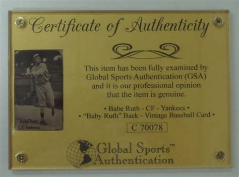 Coach S Corner Babe Ruth GSA CERTIFIED Baby Ruth Back Vintage