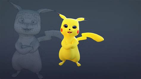 3D Model Pikachu Pokemon Rigged 3d Model For Blender VR AR Low