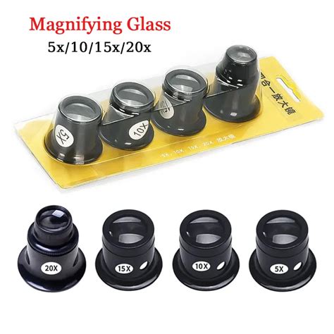 4pcs Set Eye Loupe Magnifiers 5 10 15x 20x Watch Repair Tool Kit