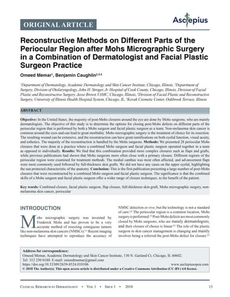 Reconstructive Methods On Different Parts Of The Periocular Region