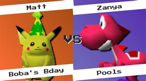 Matt Pikachu Vs Zanya Yoshi Boba S Birthday Bash Pools Ssb