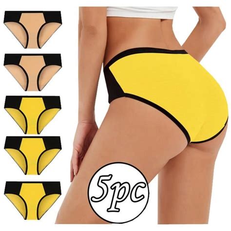 PC femmes couleur unie patchwork slips culottes sous vêtements bikini caleçons Multicolore
