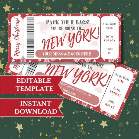 Editable Christmas Boarding Pass Template Printable Christmas Fake