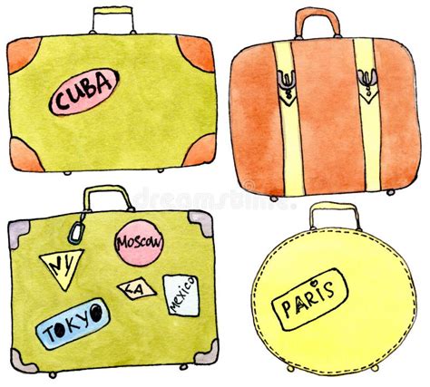 Vintage Suitcases Watercolor Stock Illustrations 158 Vintage