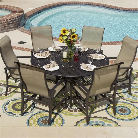 Acadia Piece Sling Patio Dining Set With Round Table By Lakeview