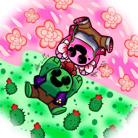 Spike And Sakura Spike Art Trade Brawl Stars By Sof The Lil Witch On