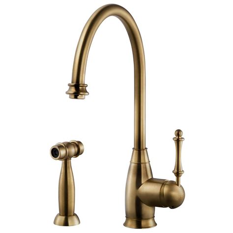 Houzer Charlotte Traditional Single Handle Standard Kitchen Faucet With Sidespray And Ceradox